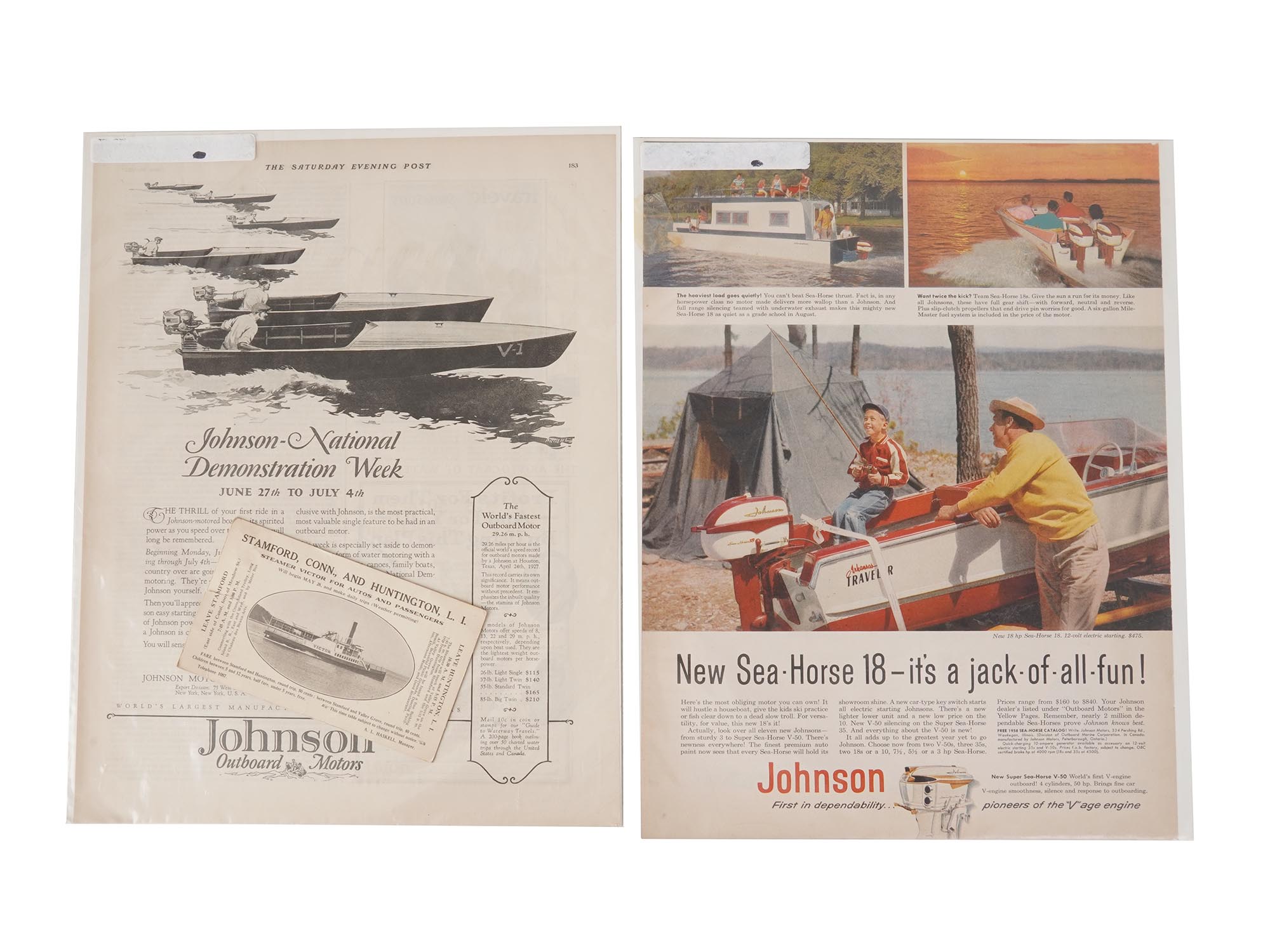 MID CENTURY JOHNSON MOTORS BROCHURES AND CUT OUTS PIC-1